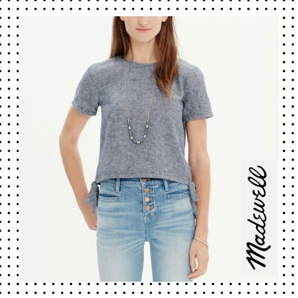 Madewell - Chambray Side-Tie Crop Top M